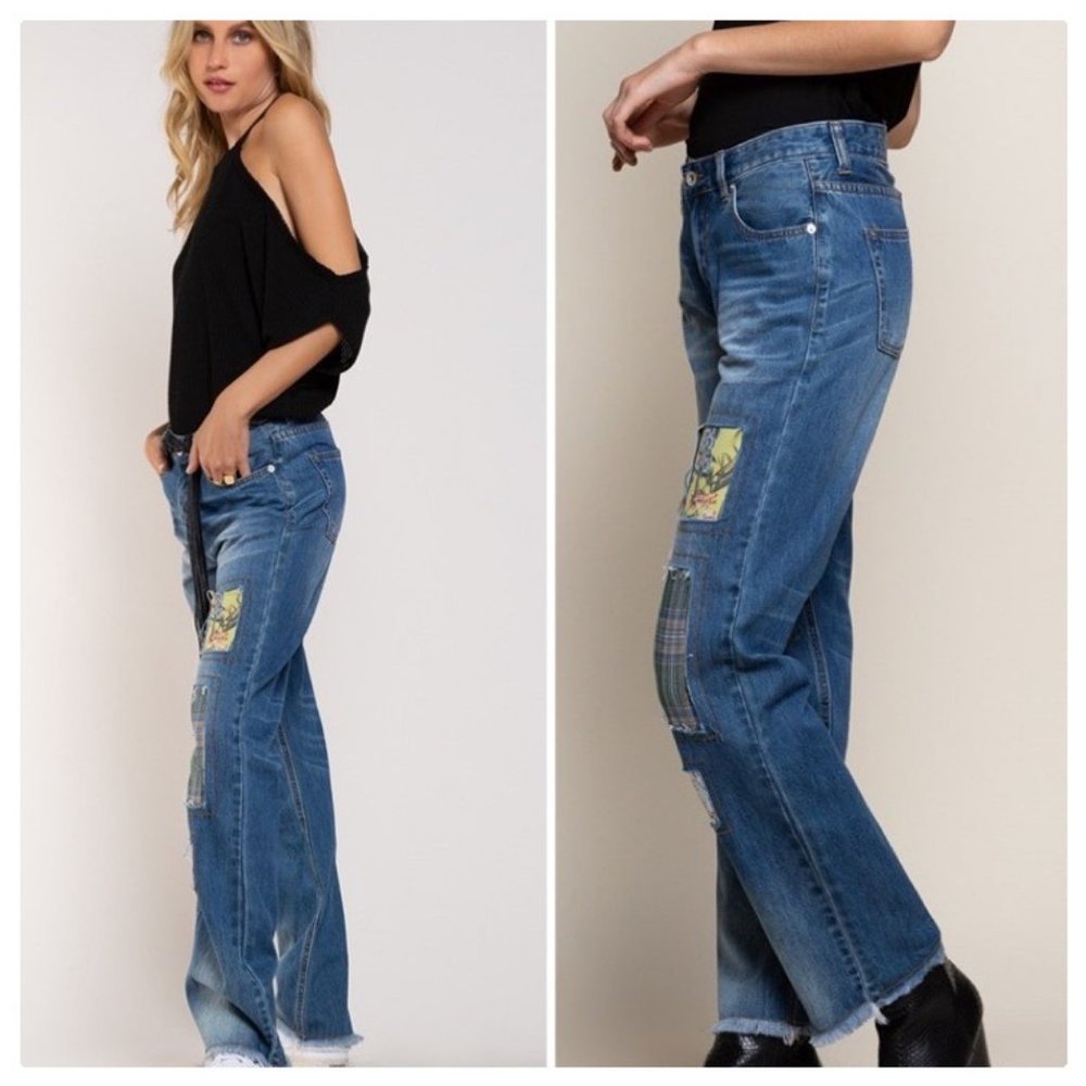 POL Patched Out Denim Boyfriend Jeans - Picture 9 of 13